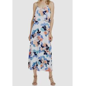 Vince Camuto Women's White Floral Garden Print Overlayed Maxi Dress Size 0